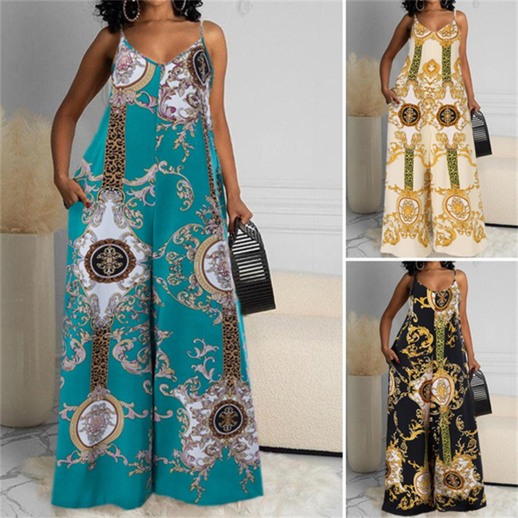 Women's Clothing new casual printed backless sexy jumpsuit_autovado.com