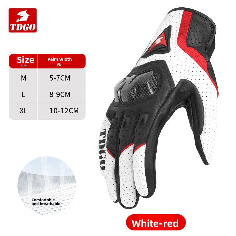 Accessories Riding Genuine Leather Gloves For Men Carbon Fiber Electric Bike Motorcycle Protective Gear Summer Anti-drop_autovado.com