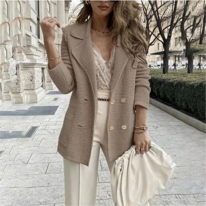 Women's Clothing Short Casual Knitted Tops Long Sleeve Jacket Coat_autovado.com