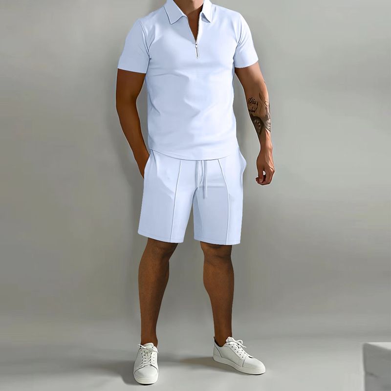 Men's Polo Casual Loose Short Sleeve Shorts Tracksuit_autovado.com