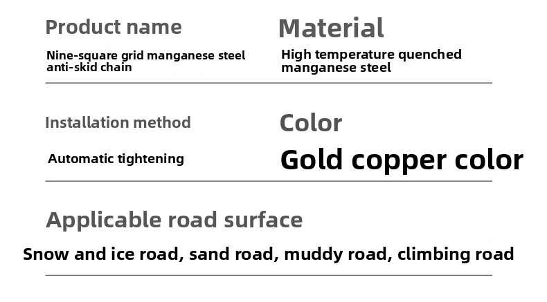 Car Tire Universal For Sedan SUV Emergency Snow Mud Manganese Steel Anti-Slip Chains Nine-Gong Style_autovado.com