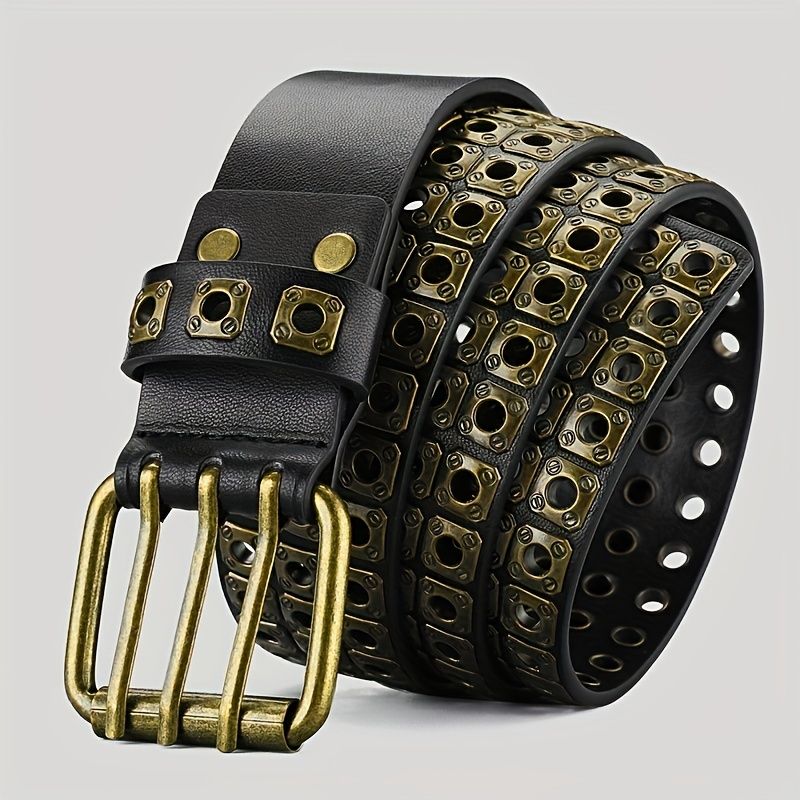 HOT Retro Square Rivet With Double Row Needle Buckle Women'S Belt Hip-Hop Rock Punk Y2k Style Jeans Men'S And Women'SBelt_autovado.com