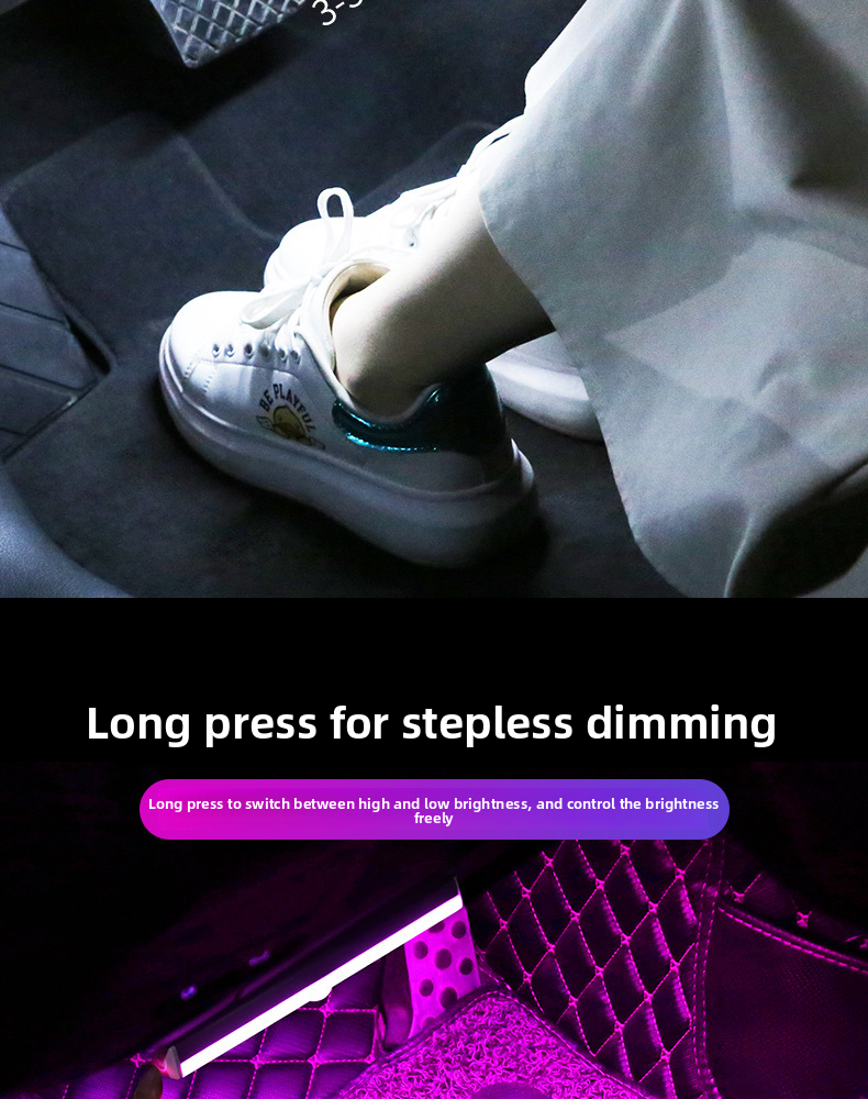 LED Ambient Car Interior Modification Decoration Wireless No Wiring Automatic Intelligent Sensor Footwell Light_autovado.com