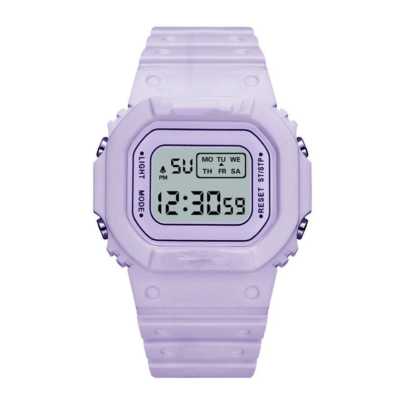 Matcha Green Solid Color Square Watch Student Youth Outdoor Sports Waterproof Multi-function LED Electronic Watch_autovado.com