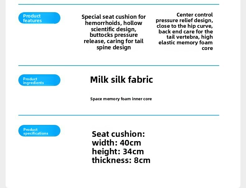 Car Soft Memory Foam Automobile Support Hollow Seat Cushion Slow Pressure Breathable Anti Slip Hip Pad_autovado.com