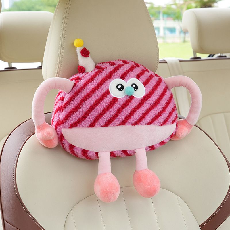 Cute Lumbar Support Cartoon Creative Monster Comfortable Car Headrest Neck Pillow Interior Accessories For Women_autovado.com