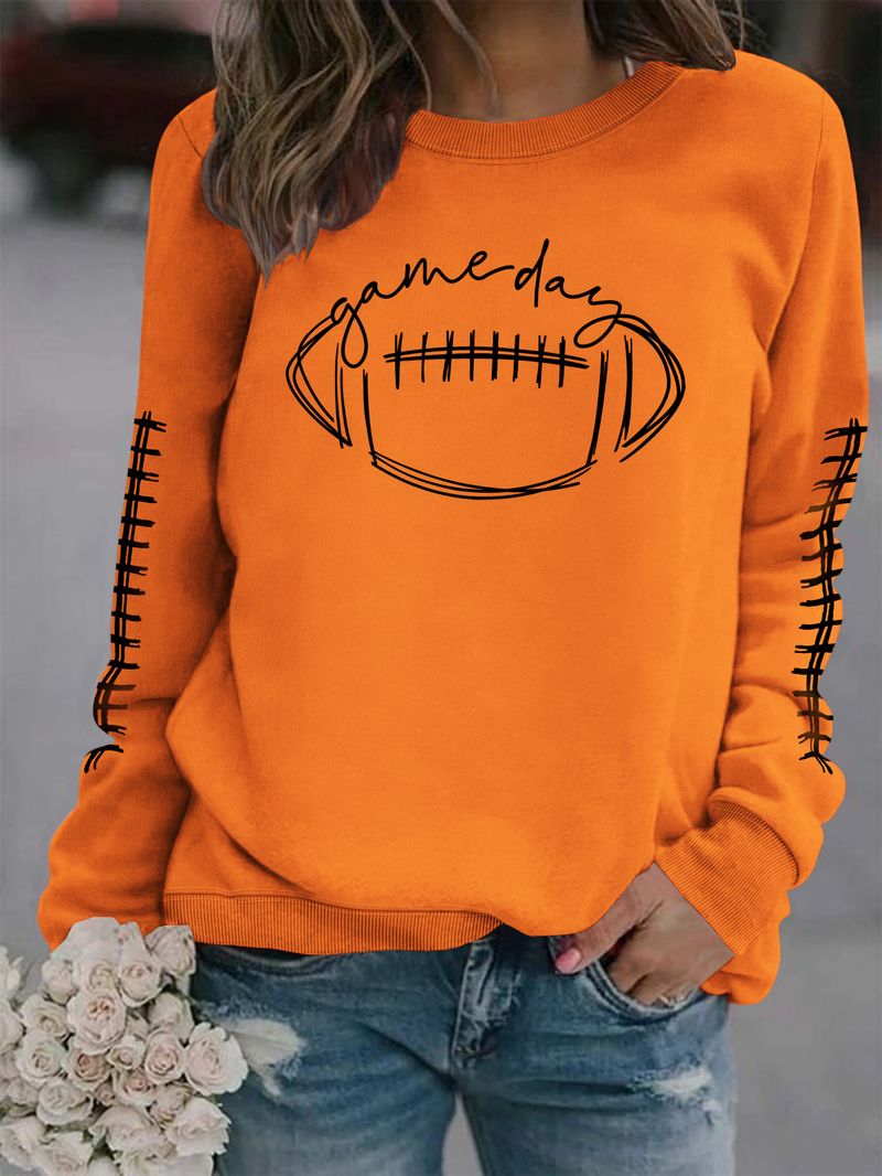 Women's Clothing new autumn game day print fashion sweater spot trend long sleeve_autovado.com