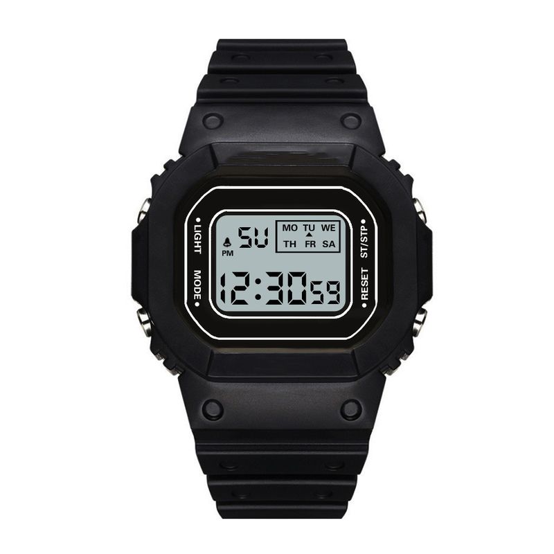 Matcha Green Solid Color Square Watch Student Youth Outdoor Sports Waterproof Multi-function LED Electronic Watch_autovado.com