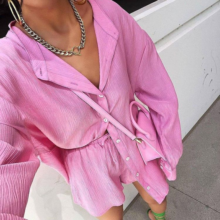 Women's Clothing sexy two-piece suit for women beach sunscreen shirt shorts suit_autovado.com