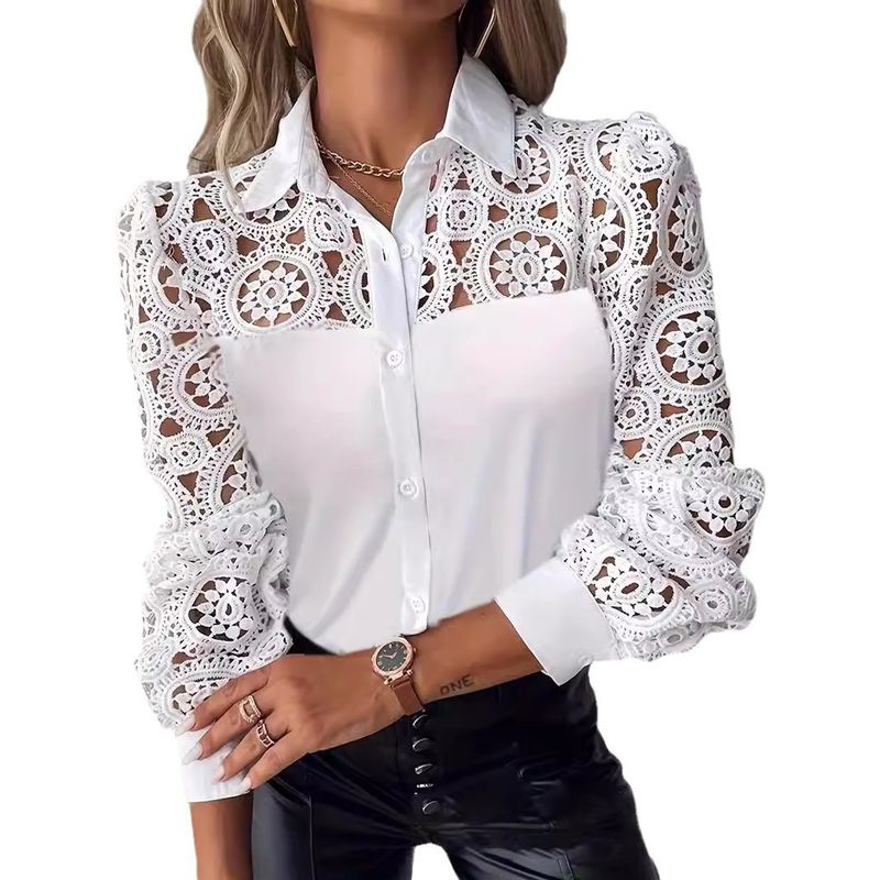 Women's Clothing new hollow V-neck design niche chic ladies shirt_autovado.com