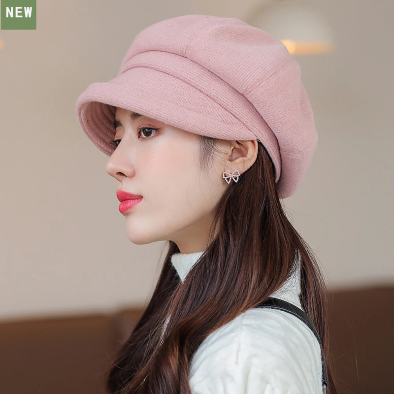 Hot Sale HT4270 Berets Women Solid Plain Autumn Winter Ladies Vintage Artist Painter Beret Hat Female Roll Brim Octagonal Cap_autovado.com