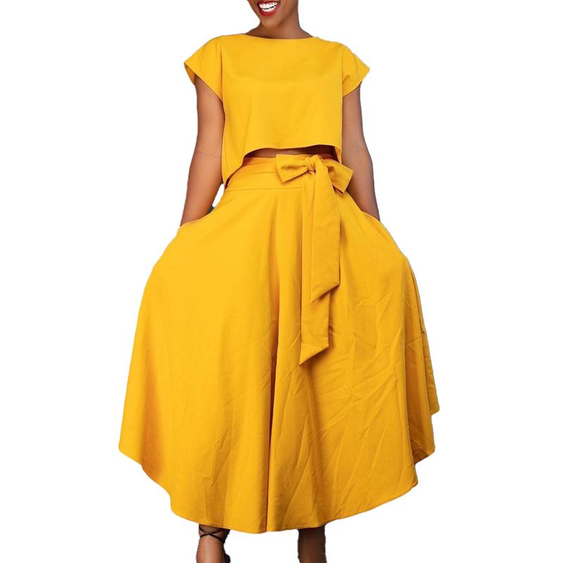 Women's Clothing plus size women's clothing 2023 new fashion temperament casual tops big swing skirt suit_autovado.com