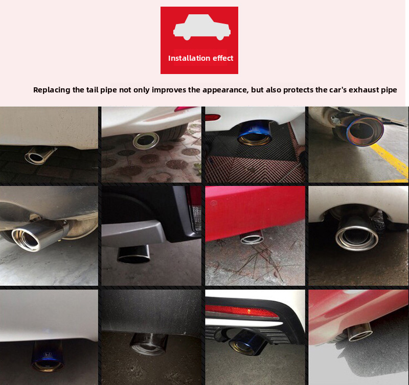 Cross-Border Wholesale Blue Tail Decoration Large Curved Straight Stainless Steel Car Exhaust Pipe Muffler_autovado.com