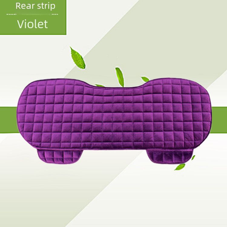 Winter car seat cushion no backrest square embroidered plush tie-free warm three-piece front and rear row single seat cushion_autovado.com