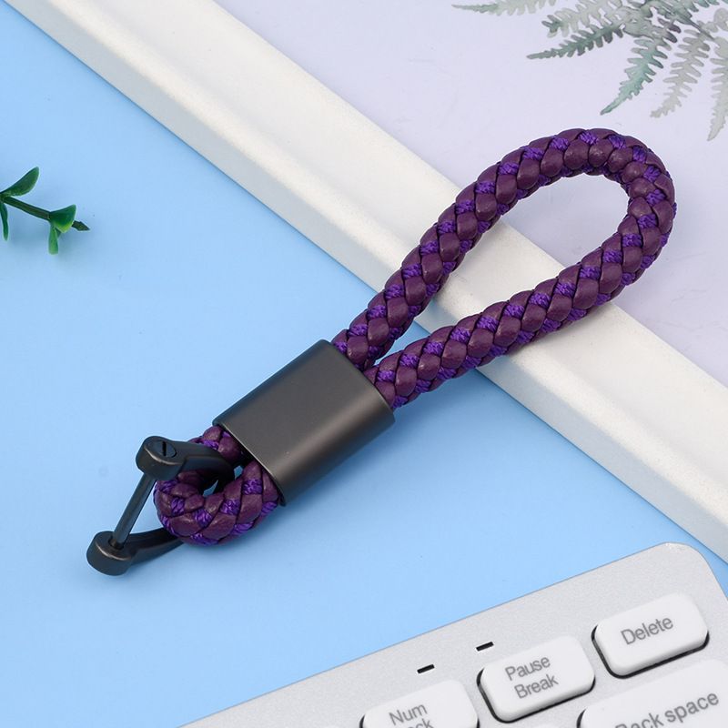 Simple Braided Rope Keychain Car Leather Decorative Keychain Fashion Creative Bag Portable Anti Lost Horseshoe Buckle_autovado.com