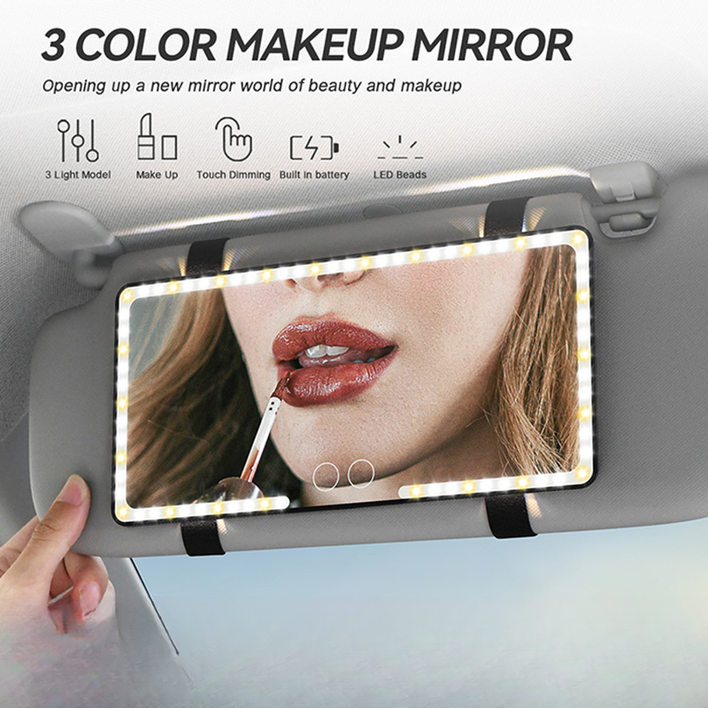 Direct Car LED Makeup Sun Visor Touchscreen Double Button Light-Up Mirror_autovado.com