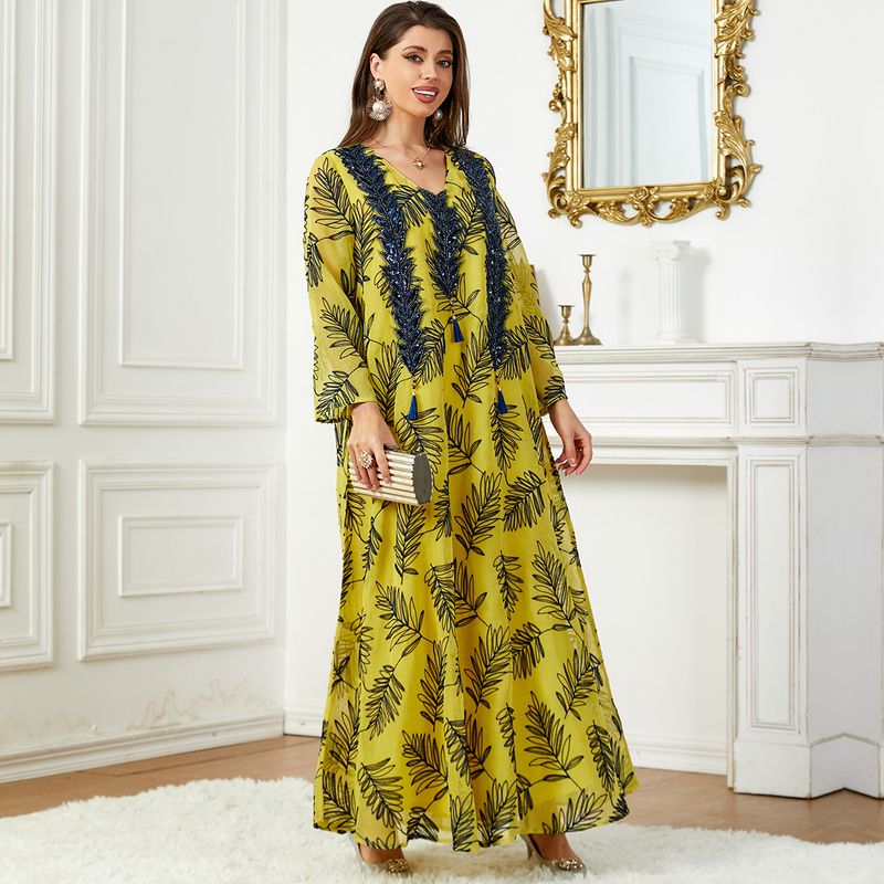 Women's Clothing Arab clothing Dubai embroidered dress Muslim women's evening dress Middle Eastern robe_autovado.com