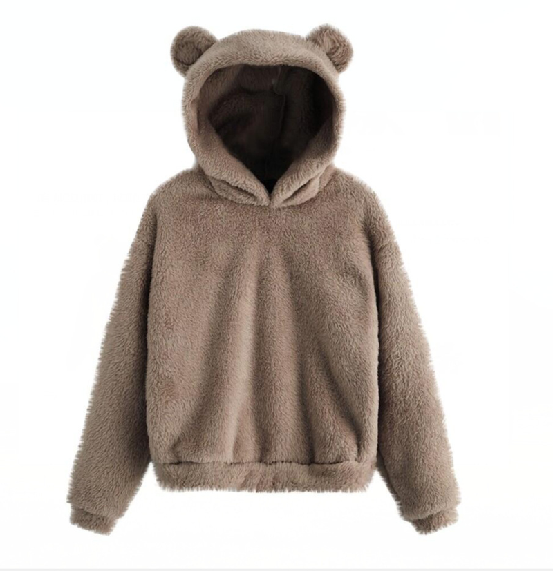 Women's Clothing autumn and winter new fluffy rabbit ears hooded warm sweater sweater_autovado.com