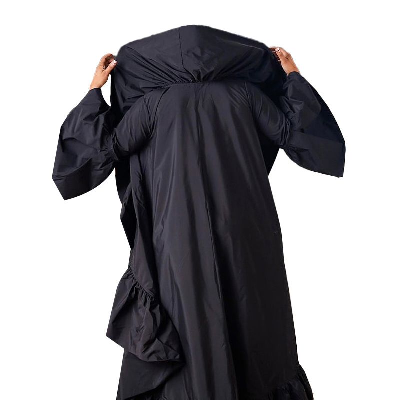 Women's Clothing new women's long windbreaker autumn new solid color ruffled shawl coat_autovado.com