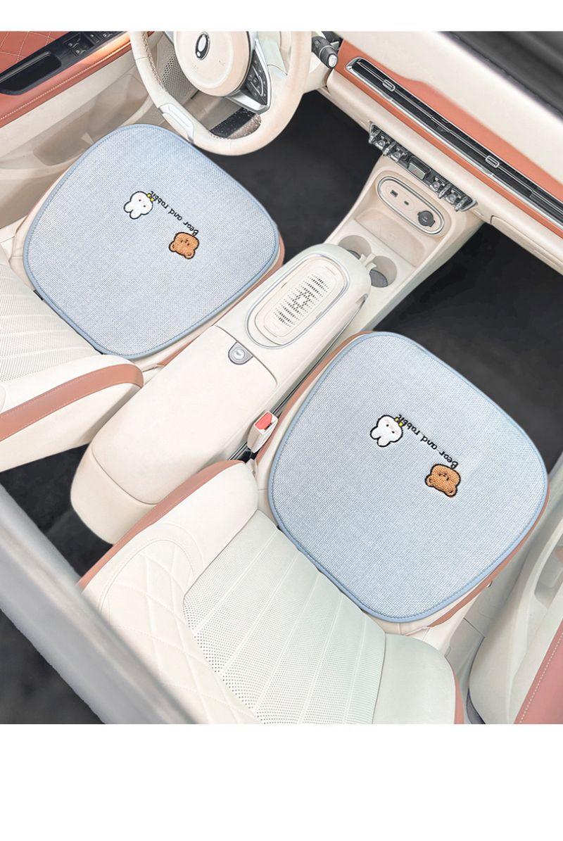 Car Cover, Cushion 2025 New Cute Little Bear Linen Car Interior Five Piece Set, All Season Universal Seat Cove_autovado.com