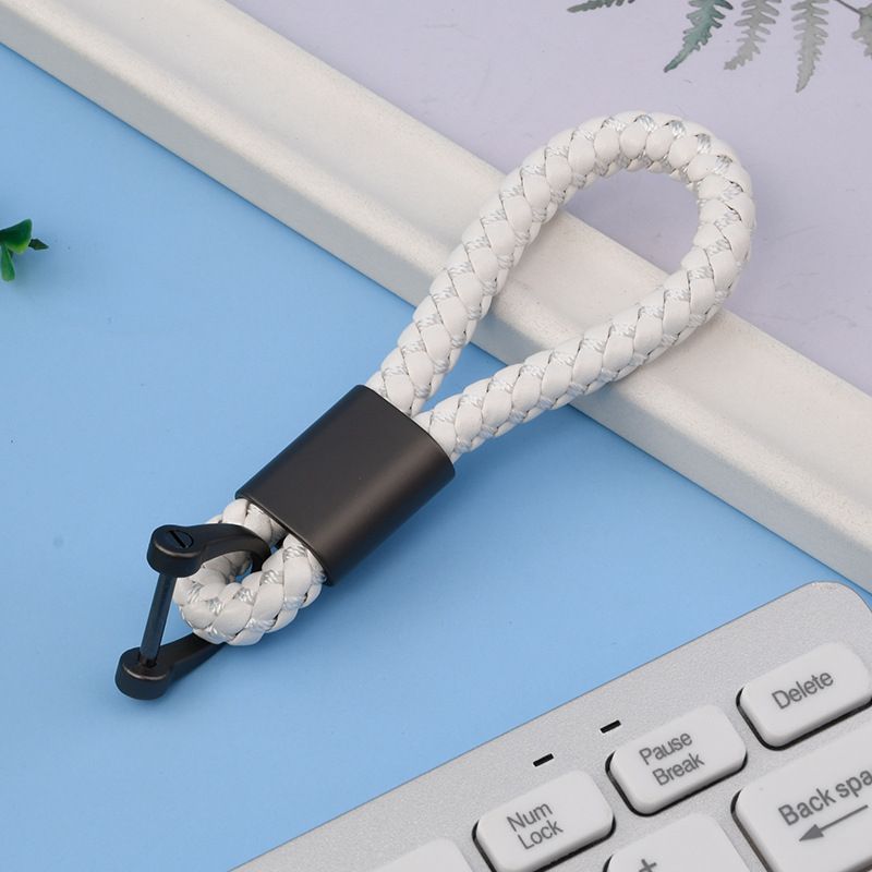 Simple Braided Rope Keychain Car Leather Decorative Keychain Fashion Creative Bag Portable Anti Lost Horseshoe Buckle_autovado.com