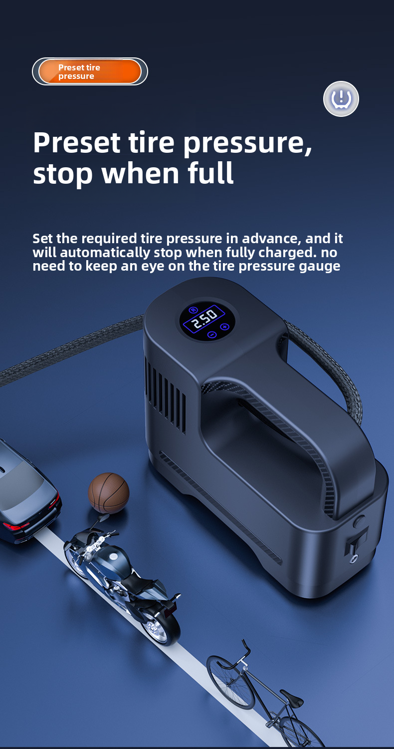 Portable Multifunctional Tire Car Pump Inflator Machine Air Tube_autovado.com