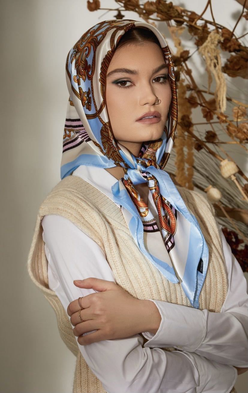 Unisex All vintage chain printed silk scarf satin color 90cm fashion square shawl woman_autovado.com