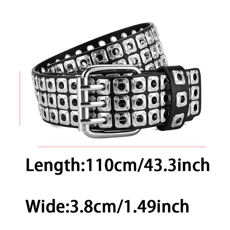 HOT Retro Square Rivet With Double Row Needle Buckle Women'S Belt Hip-Hop Rock Punk Y2k Style Jeans Men'S And Women'SBelt_autovado.com