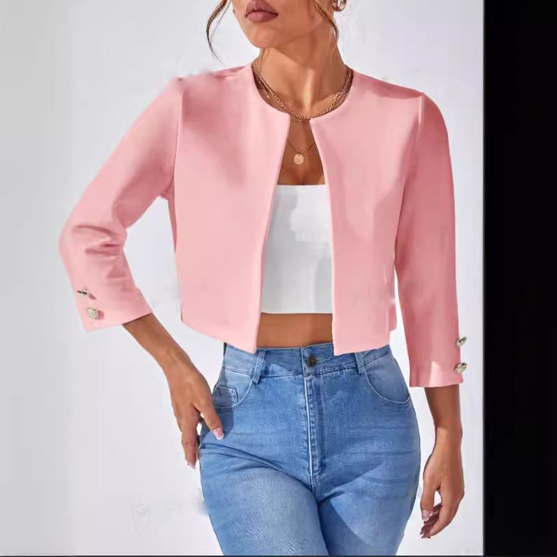 Women's Clothing Fashion Casual Temperament Commuter Niche Top Round Neck Jacket _autovado.com
