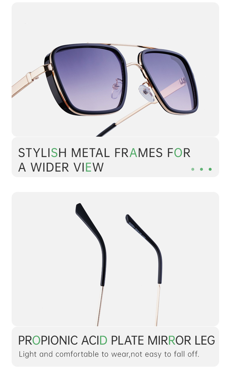 2024 New European and American Retro Punk Style Sunglasses Men's Sun Protection Square Frame Sunglasses Men's Cross-Border Wholesale Shades_autovado.com