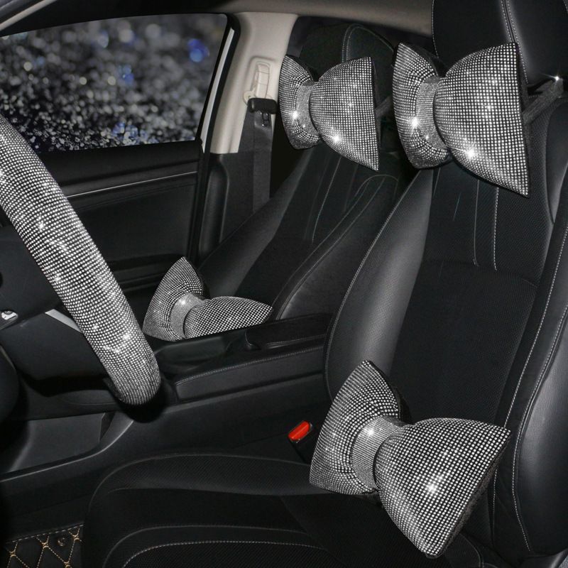 Automotive Supplies: Bow Tie, Neck Protection Pillow, Cushion, Women's Multi-color Full Diamond Car Headrest, Lumbar_autovado.com