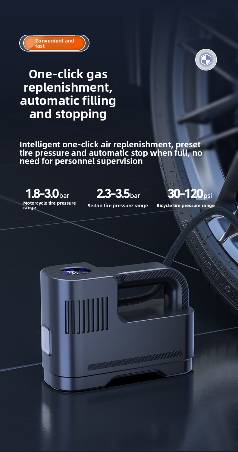 Portable Multifunctional Tire Car Pump Inflator Machine Air Tube_autovado.com