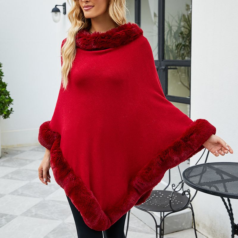 Women's Clothing 2023 autumn and winter new women's clothing shawl tassel cape fur collar pullover sweater women_autovado.com