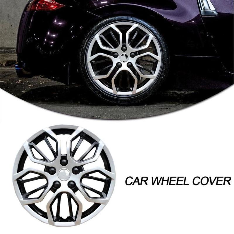 15 Inch Universal Silver Black Cover Wheel Hub Parts Car Decoration_autovado.com