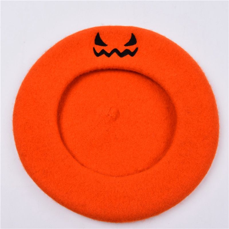Hot Sale Embroidery Gift Party Solid Color Spring Autumn Beret Wool Keep Warm Women Halloween Painter Hat_autovado.com