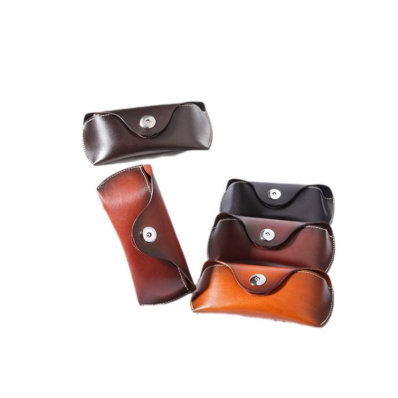 Unisex Vintage handmade leather eyewear case Portable leather eyewear storage bag Plant tanned leather cowhide eyewear bag_autovado.com
