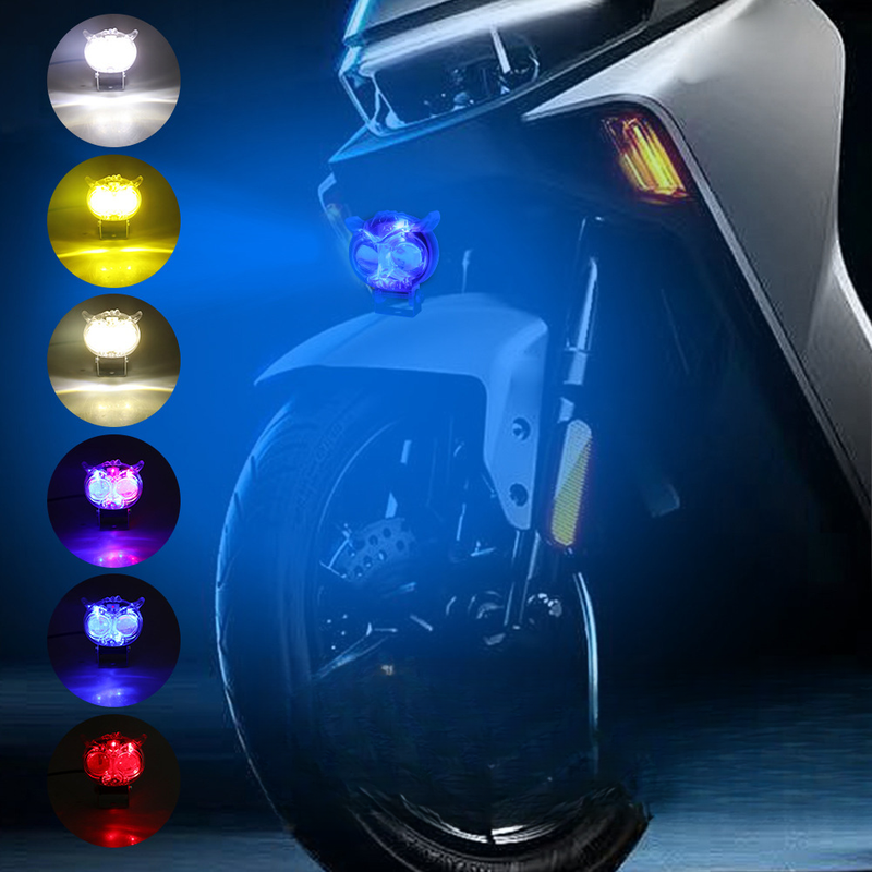 Motorcycle LED Rainbow Owl Tiger Style Spotlight Electric Vehicle Modified Front Headlight_autovado.com