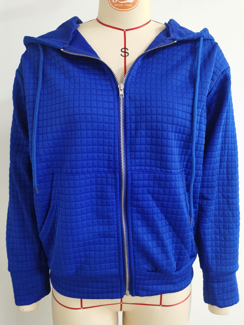 Women's Clothing zipper hooded cardigan long sleeved sweater jacket_autovado.com