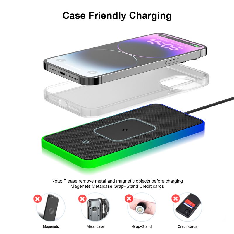 D15Key Switchable RGB Ambient Light Car Phone Wireless Charger Compatible With Mercedes-Benz BMW Universal_autovado.com