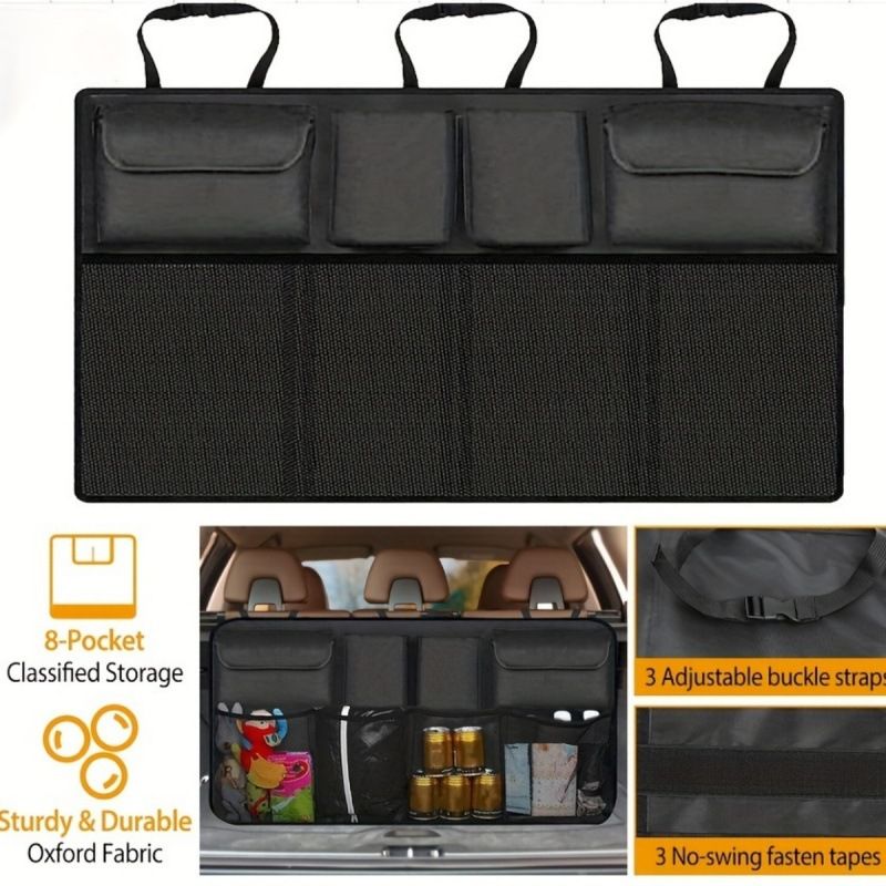 Multi Functional Rear Seat Back Hanging Bag, Car Foldable Miscellaneous Oxford Cloth Trunk Storage Bag_autovado.com