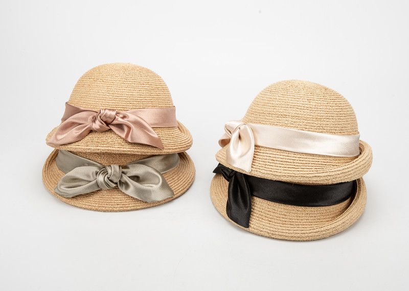 Hot Sale Women Raffia Straw Hats Ribbon Bow Blower Ladies Summer Fedora Outdoor Sun wedding Party Hat_autovado.com