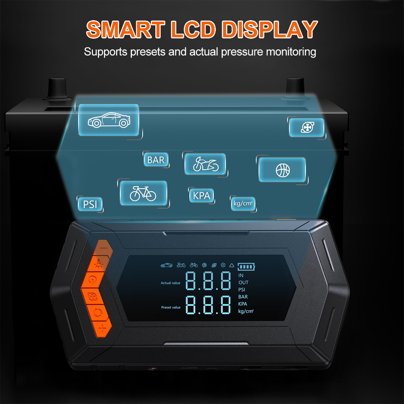 Car Emergency Power Supply With Blower, Compressor, 9000 A Battery Booster, 150 PSI Multifunctional Electric Air Pump_autovado.com