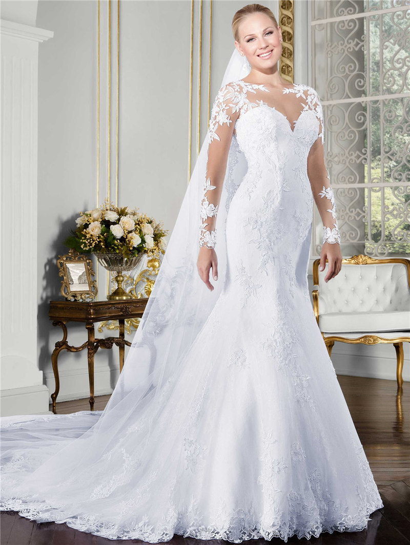 Women's Clothing Long-sleeved shoulder lace slimming palace vintage wedding dress_autovado.com