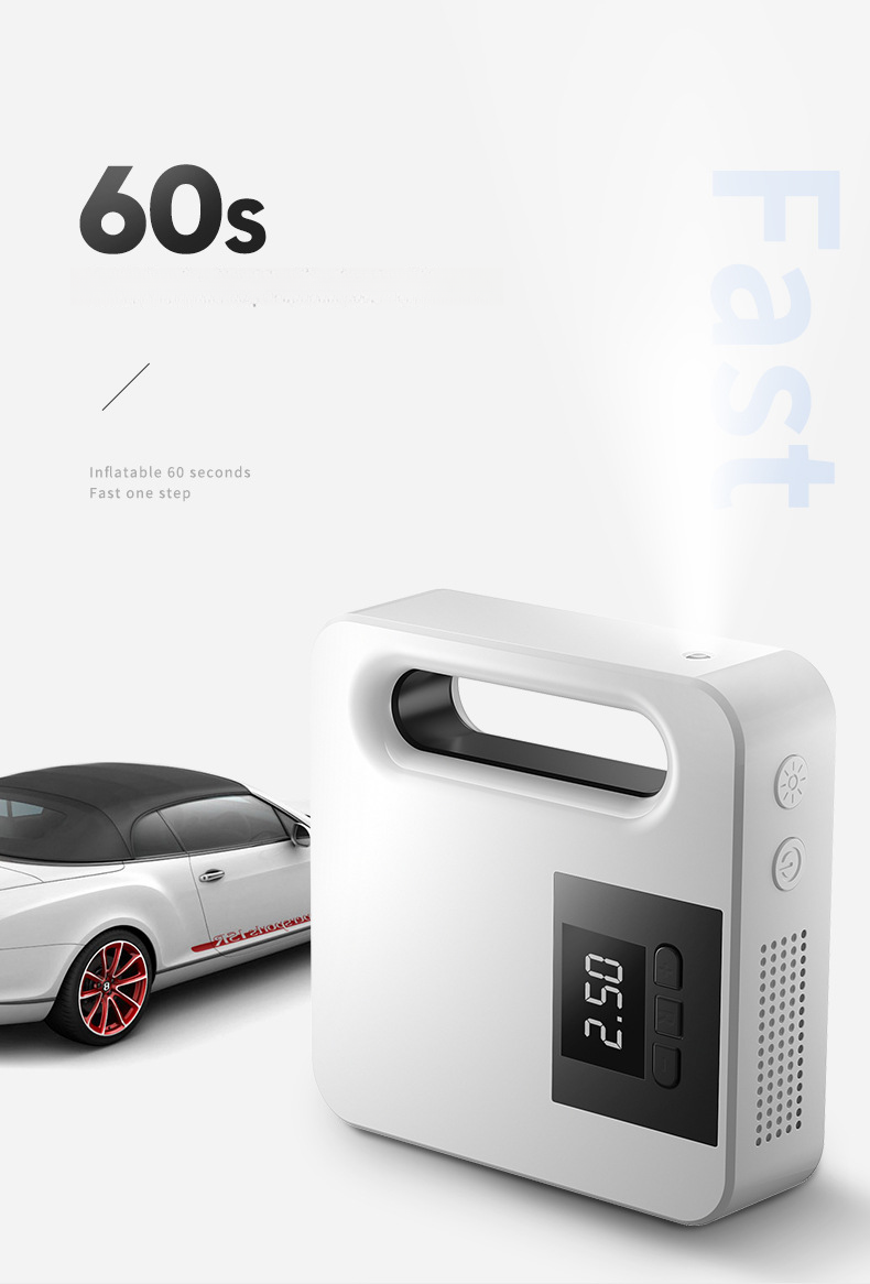Car mounted intelligent digital display 12V vehicle multifunctional portable inflation pump tire pressure detection LED_autovado.com