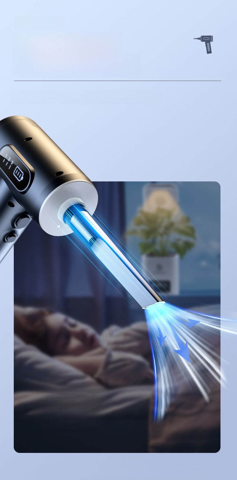 New dust blower blowing and suction integrated handheld high power 50000RPM portable vacuum cleaner for car with digital display_autovado.com