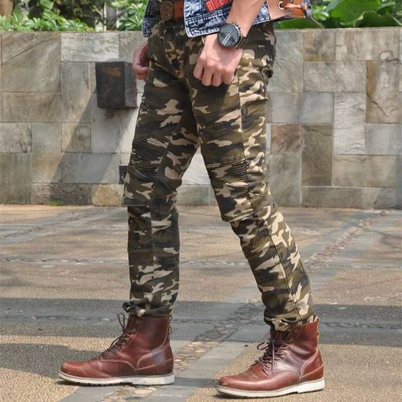 Men's Camo Stretch Jeans - Motorcycle Riding Pants With Breathable Fabric, Comfort Fit For Casual & Outdoor Activities (S-XXXL)_autovado.com