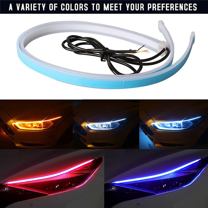 Car Headlight Start Scan Ultra-thin Guide Strip New LED Flowing Turn Signal Tear Eye Universal Daytime Running Light_autovado.com