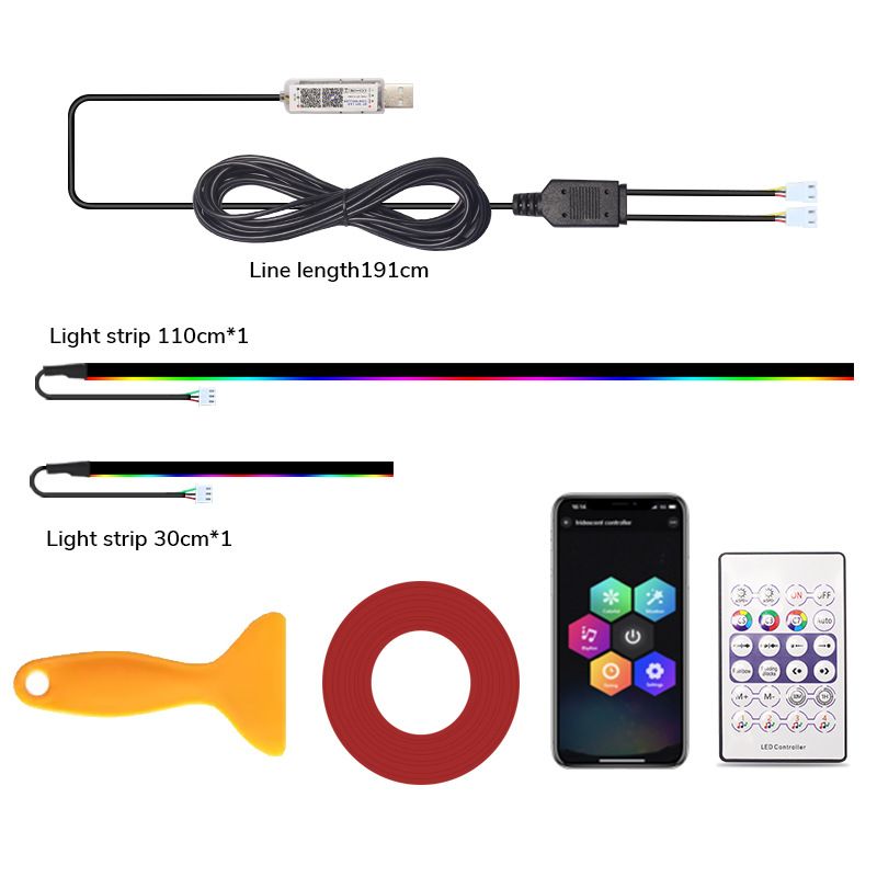 Car Central Control LED Acrylic Interior Colorful Flowing Ambient Decorative USB Light_autovado.com