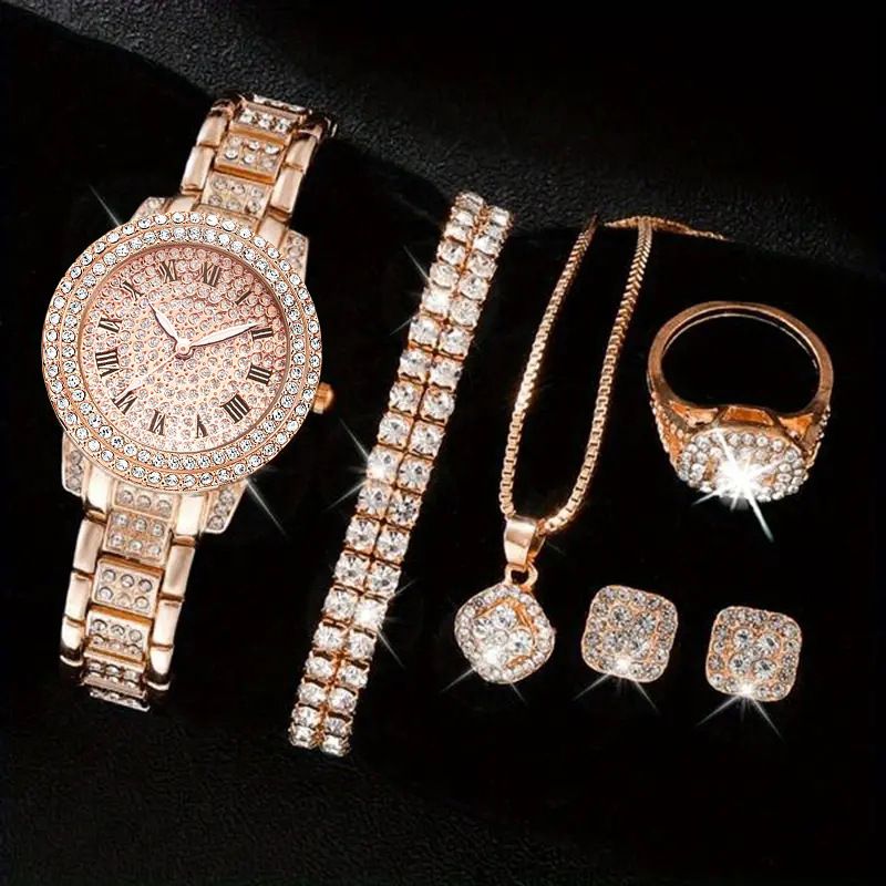 Women's watch five-piece set diamond women's watch ladies fashion Roman quartz watch wristwatch_autovado.com