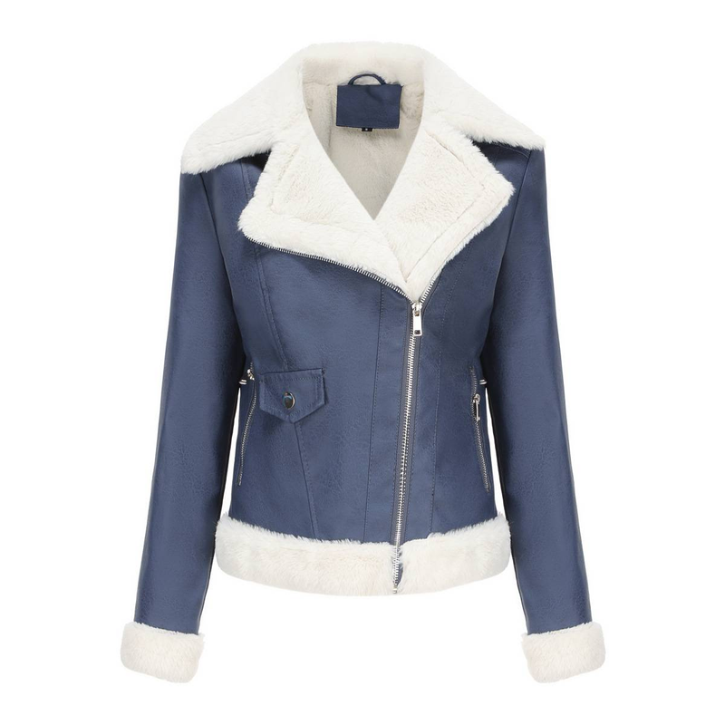 New Suede women's long-sleeved warm lapel jacket European and n commuter casual jacket_autovado.com